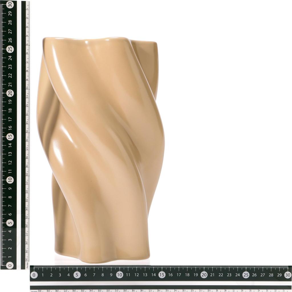 Francfranc Ceramic Twist Flower Vase, Large, Beige, Stylish and Cute