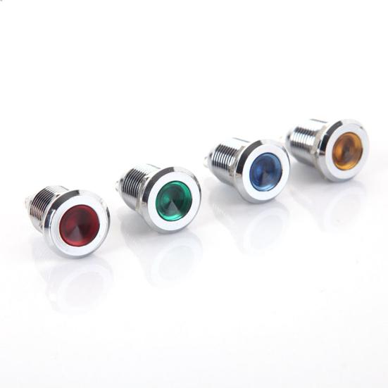 1 stk 12 mm 6/12/24/220V minisignaler Strømforsyning LED metallindikatorlampe