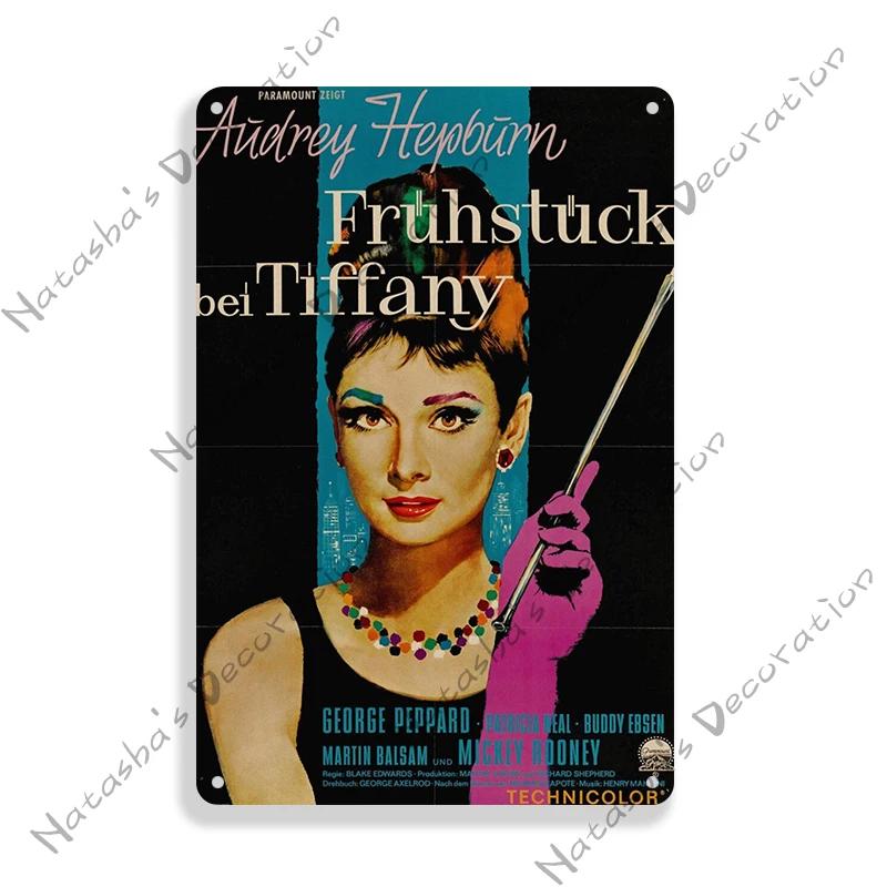 Audrey Hepburn Vintage Metallposter Ein Herz und eine Krone Film Retro Metallschild Rostiges Retro Poster Heim Bar Club Kino Wanddeko
