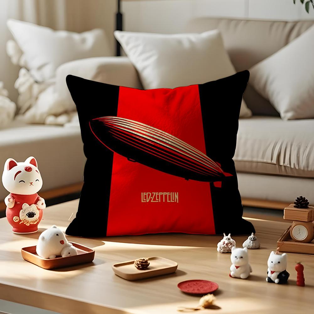Band LLed ZZeppelin Cushion Cover Silky Short Plush Invisible Zipper Dustproof Sofa Pillow Case for Home Decor