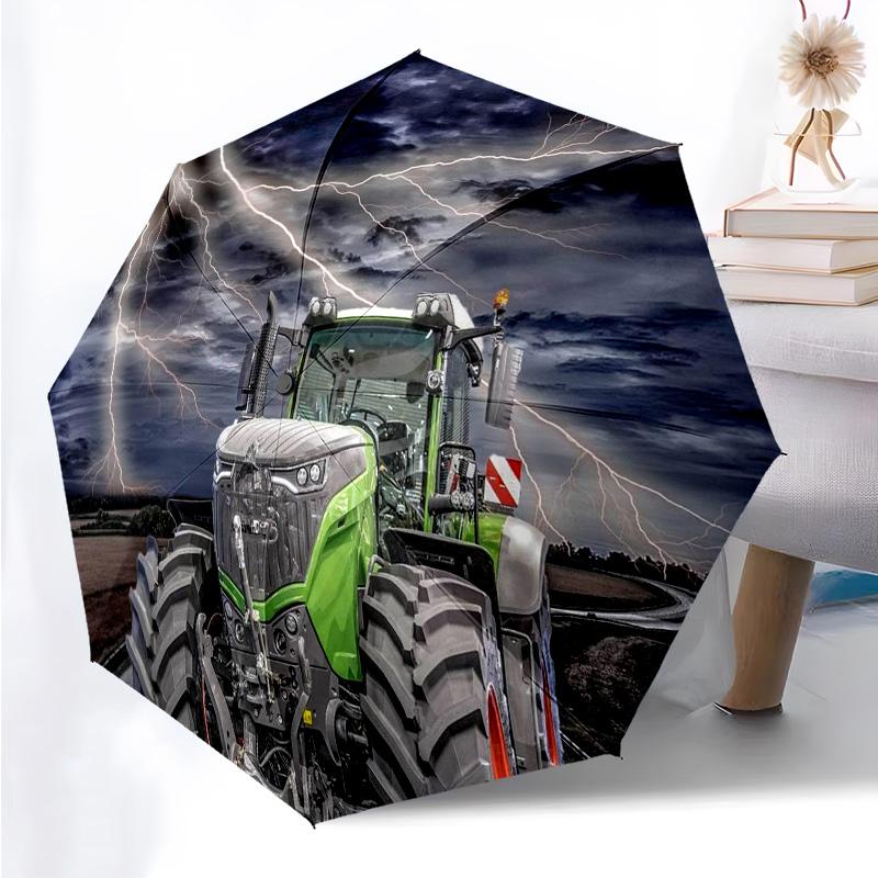 Traktor Auto Thema Faltbarer Regenschirm Mode Automatik 8 Eisenrippen Kunststoffgriff Faltbarer Sonnenschirm Perfekte Weihnachtsgeschenke