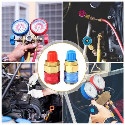 R134A Low High Auto Auto Schnell Koppler Stecker Messing Adapter Klimaanlage Auto Kältemittel Luft I1D6
