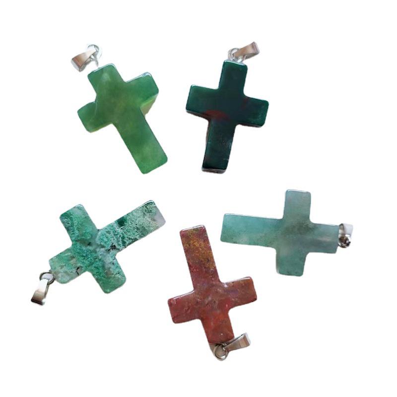 Amethyst Stone Cross Pendant Necklace - European & American Fashion Accessory