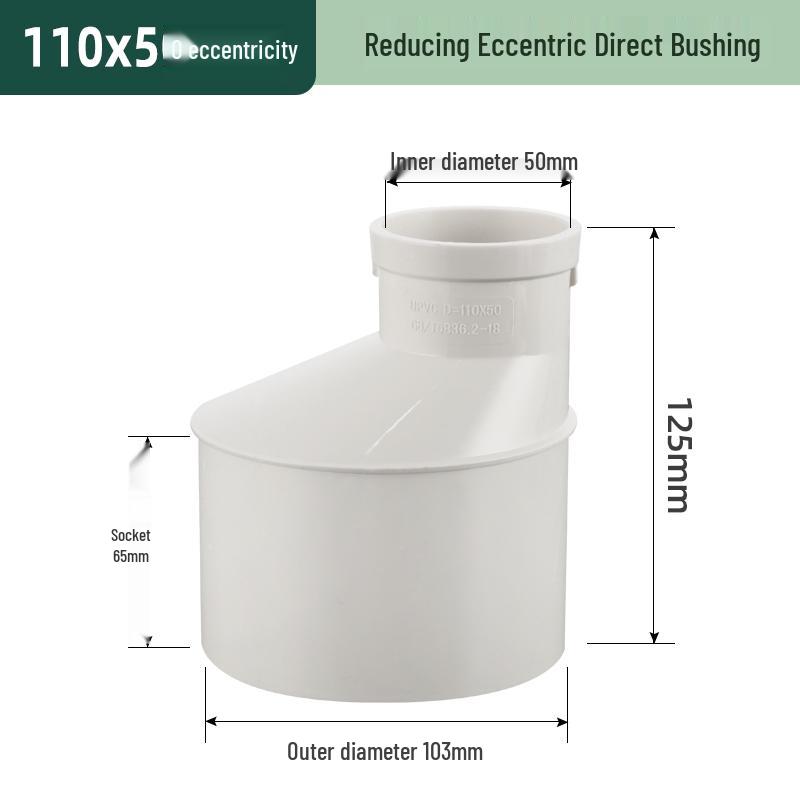 PVC Reducing Tee Pipe Fitting 50/75/110 mm - Eccentric Drain Connector Adapter