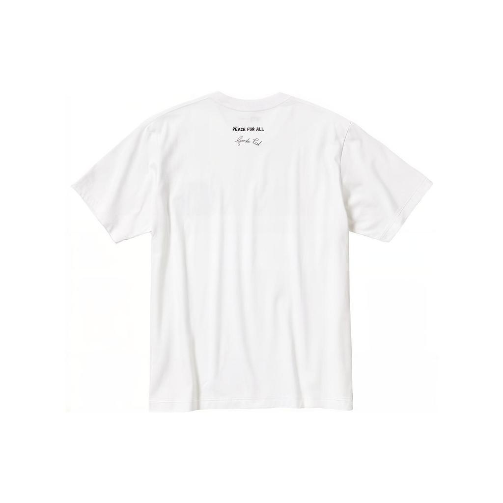 Uniqlo Printed Letter Crew Neck Pullover Short Sleeve T-Shirt Unisex Tops White 467252-00