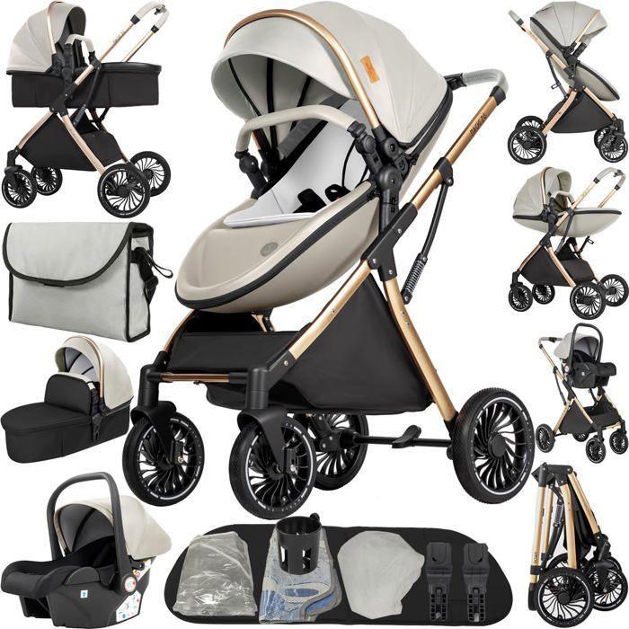 3-in-1 Newborn Stroller with Car Seat – Foldable, Maximum Comfort, 5-Point Harness Safety, Large Canopy and Storage Basket