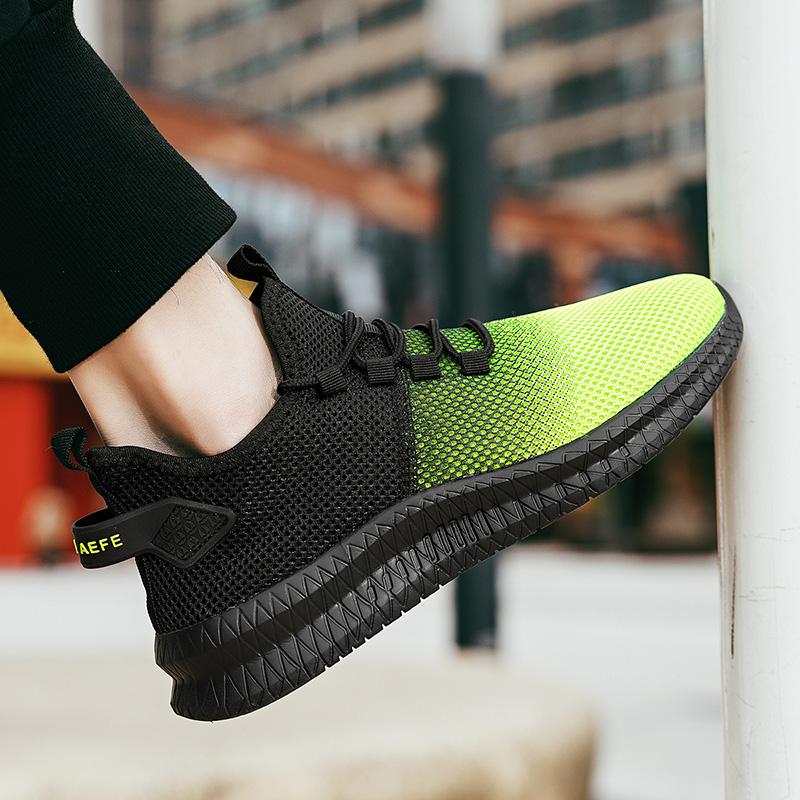 40–47 Jarní a podzimní pánské létající tkané síťky Ultralehká venkovní sportovní obuv