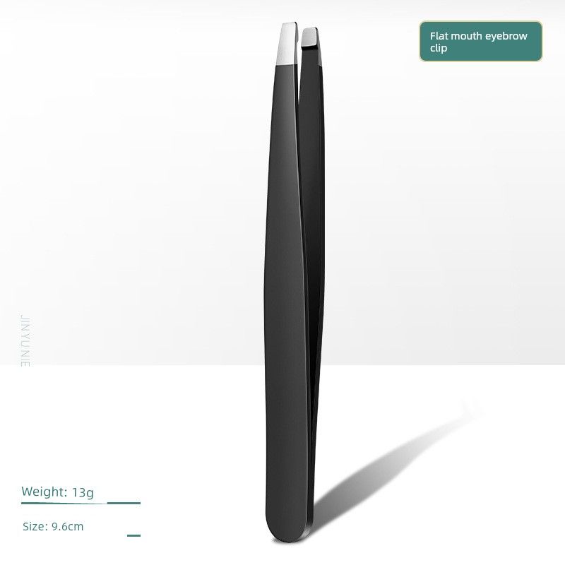 

Factory Hot Sale Stainless Steel Black Eyelash Curler Eyebrow Shaping Tweezer Makeup Tools Multi-Purpose Hair Slant Tweezer Eyebrow Tweezers Flat mouth eyebrow clip 1.2mm