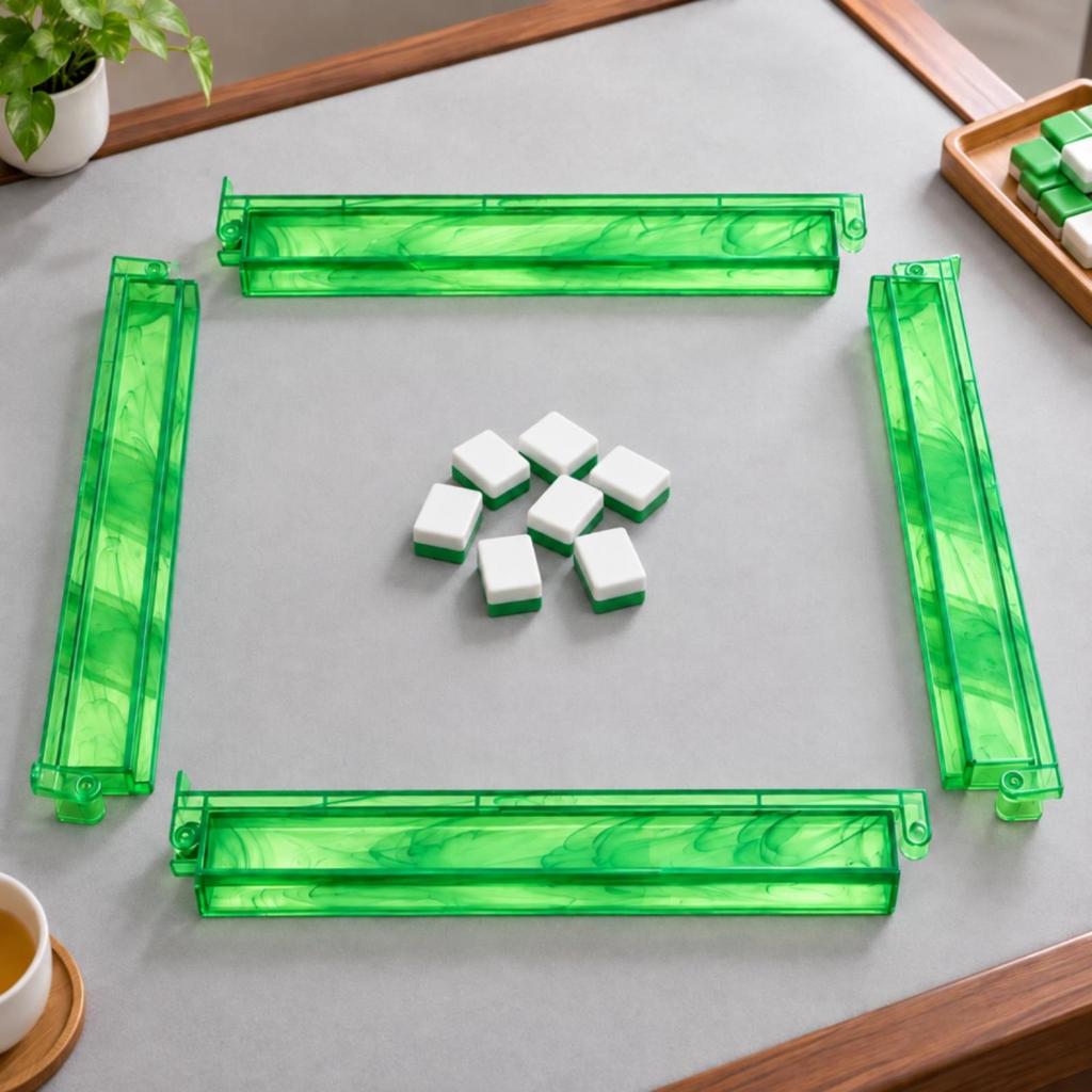 4 Pieces Mahjong Rack with Push Rod Multi-Use Tile Clear Game