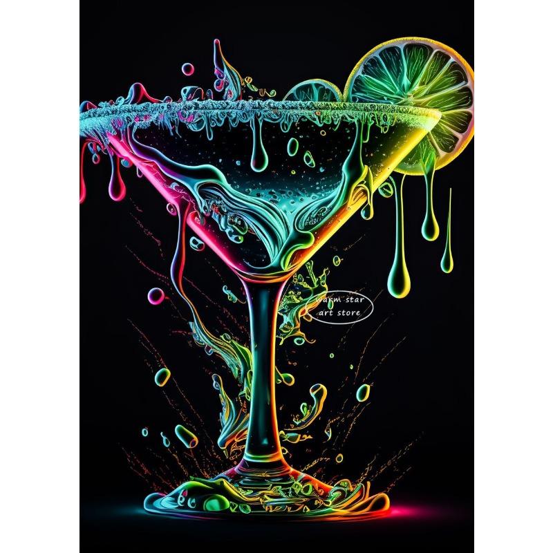 Cocktails Drink Fruit Neon Sign Posters and Prints Canvas Painting Wall Art Picture for Wine Shop Bar Club Room Home Decor