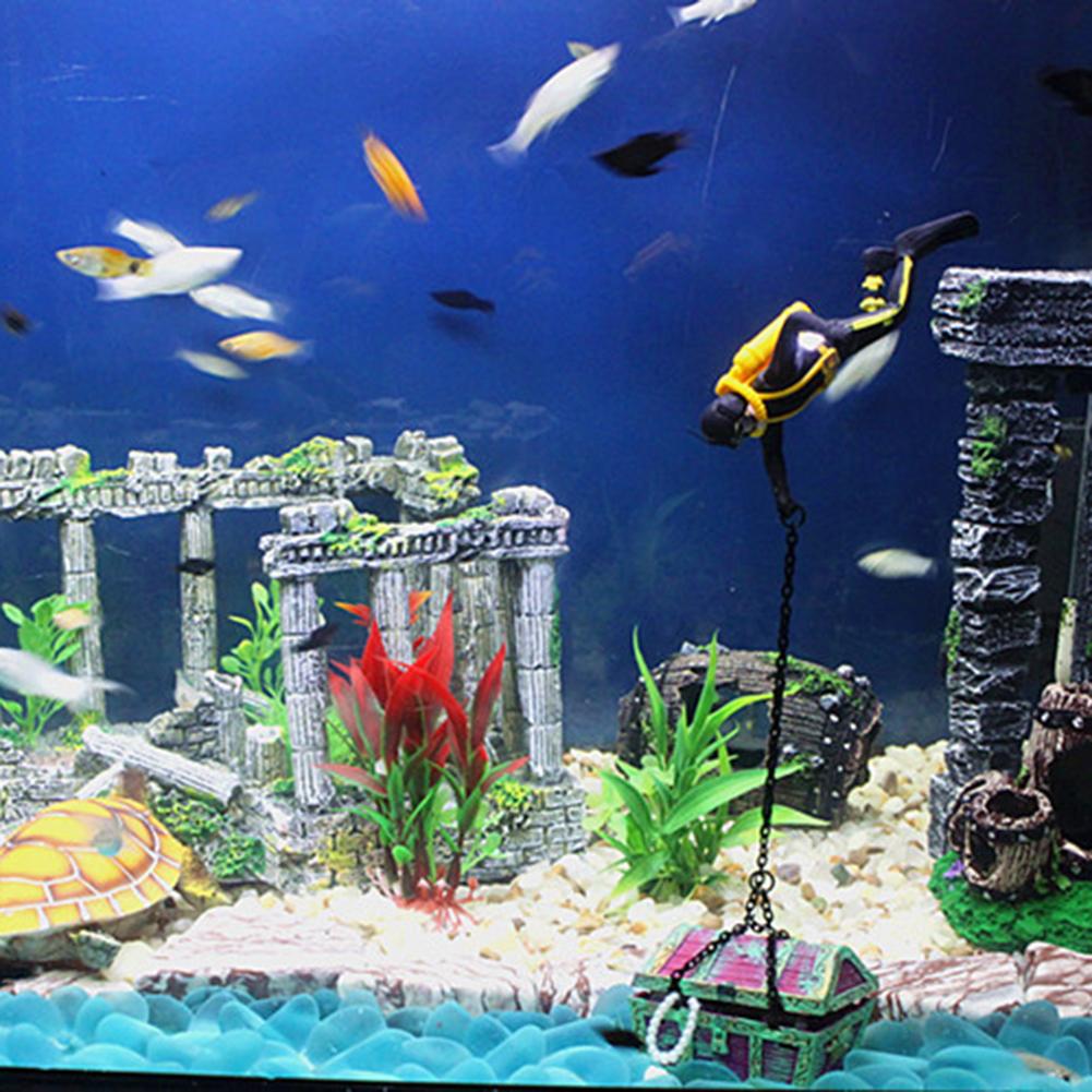 Frogman  Ornaments Pneumatic Fish Bowl Landscape Treasure Frogman Underwater Aquarium Decor