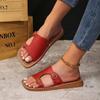 Fashion 2025 Summer New Plus Size Women’s Open Toe Slippers Round Toe Sewing Flat with Buckle Slippers for Outdoor Daily & Casual Sandal