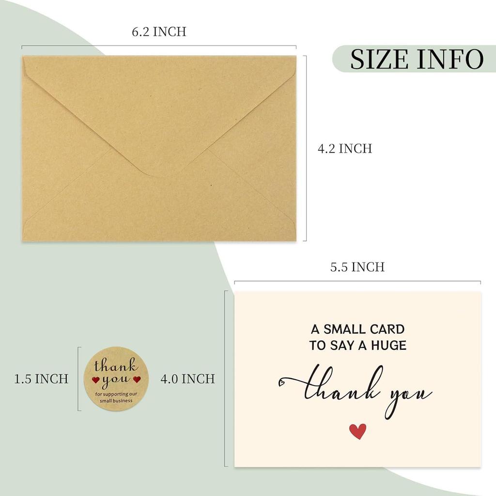 Thank You Stickers and Greeting Card Set for Holidays and Special Occasions