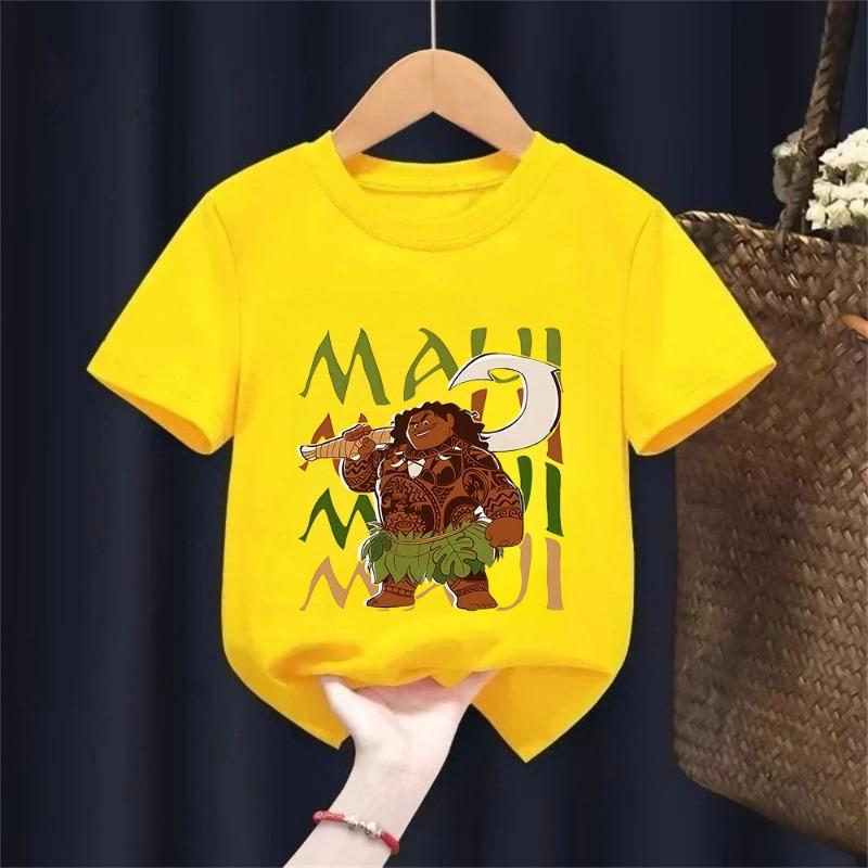 Summer Disney Moana Animated Printed Pure Cotton T-shirt, Fashionable Kids Short-sleeved, 110