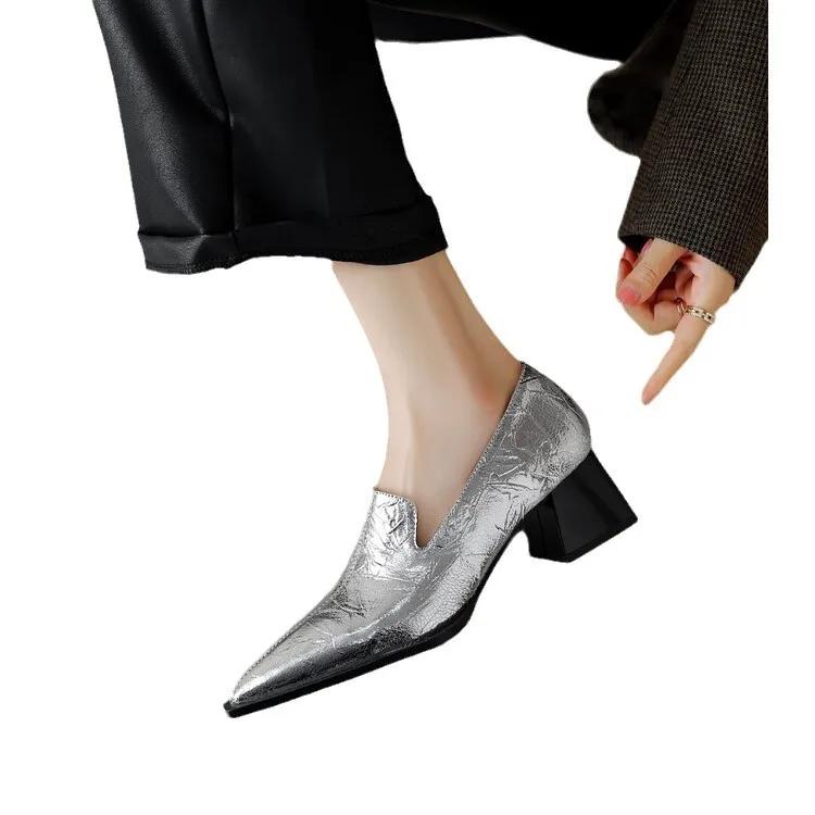 Sapatos Femininas Women Light Weight European Stylish Elegant Black Square Heel Shoes Lady Casual Office Party Shoes