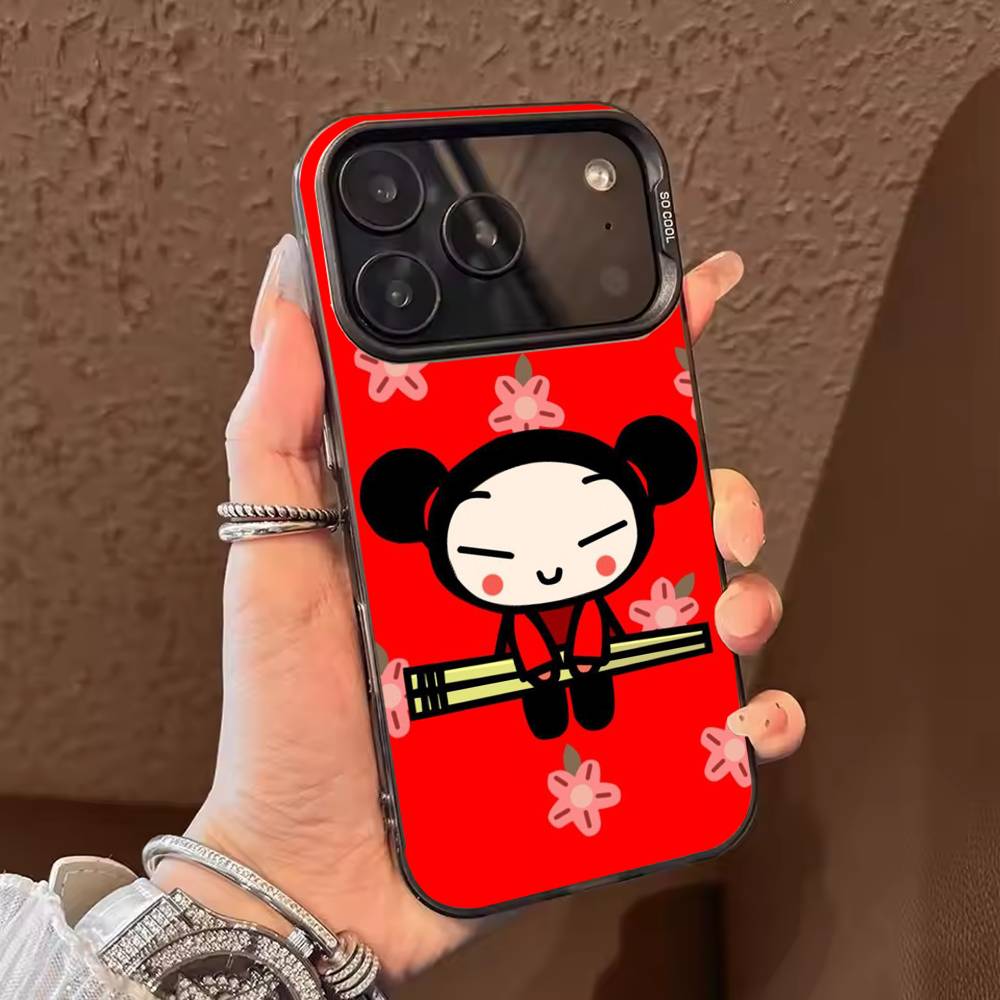 Cute Cartoon-Pucca Phone Case Color Silver Shell For IPhone 17 16 15 14 13 12 11 Pro Max Plus