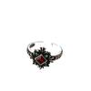 Adjustable Open Sophisticated Copper Ring With Red Zircon For Women Vintage Punk Inspired Fashion