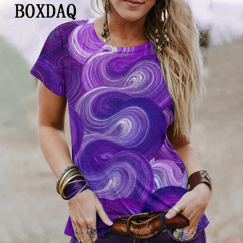 Short Sleeve Tie-dye Women T-Shirts 3d Print Street Gradient Summer Ladies Pullovers T Shirt 6XL Plus Size O-Neck Casual Tops