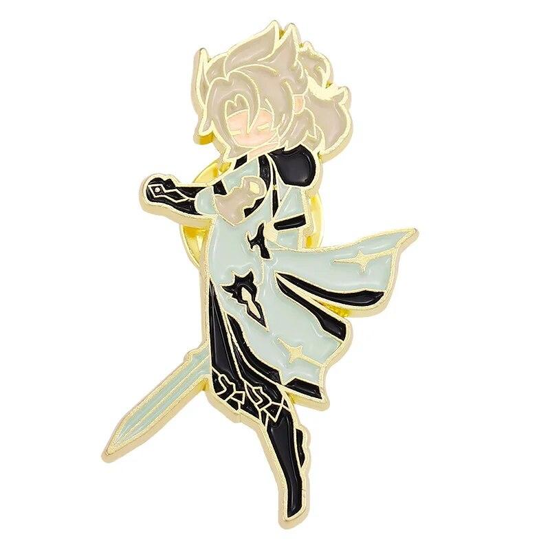 

Креативная милая мультяшная Genshin Impact, металлическая эмалированная брошь, маленькие милые фанаты, памятный значок, булавка, ювелирные изделия, мужские подарочные аксессуары 17