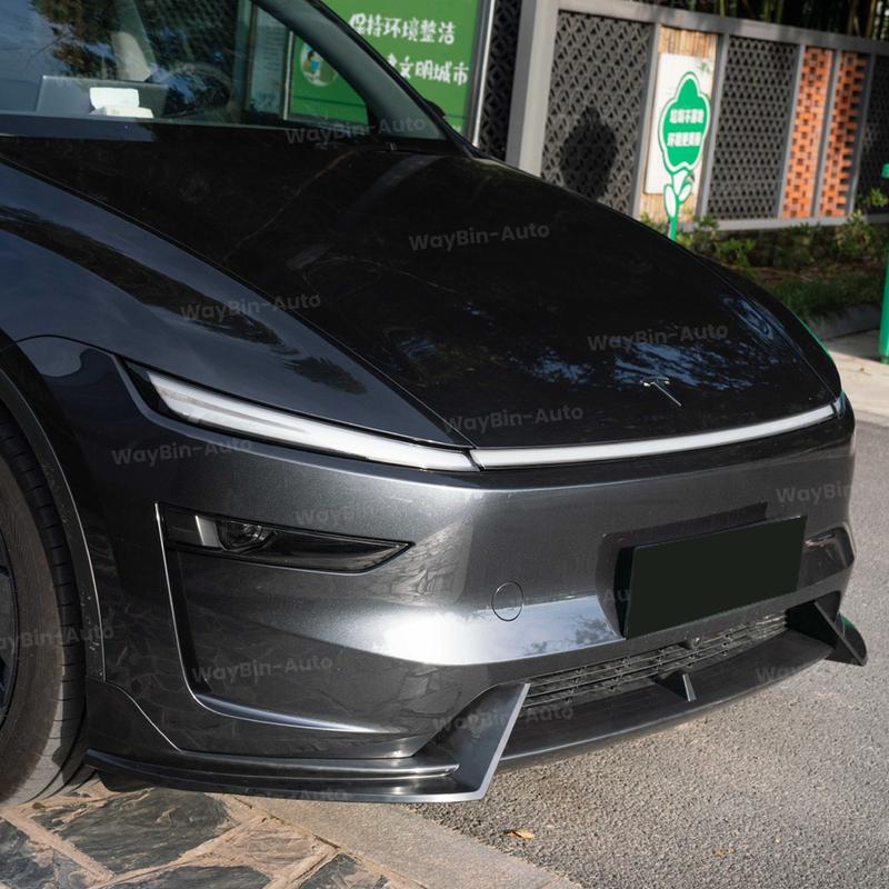 Glossy Black Front Lip Spoiler & Front Bumper Lip Kit for Tesla Model Y Juniper 2025+ - AD Sport Body Kits Styling Accessories