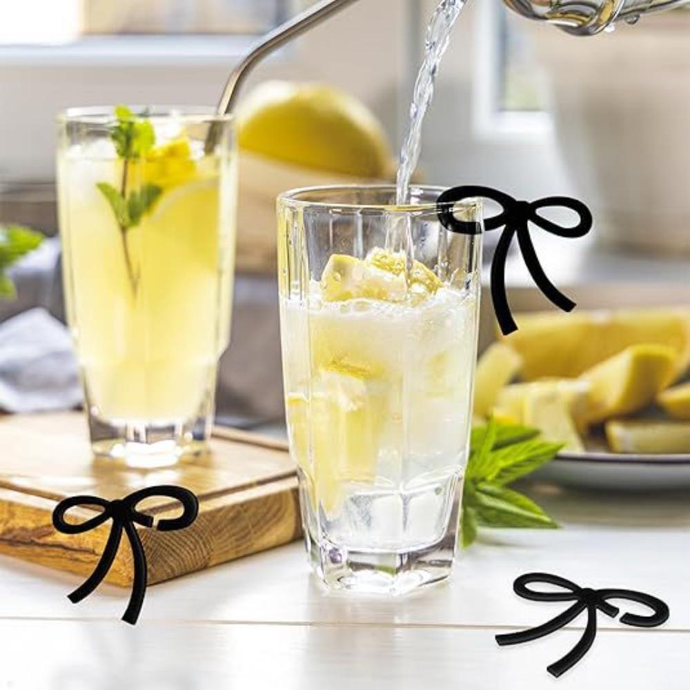 10PC Pink Bow Drink Tags Coquette Bow Markers Table Decoration for Parties Birthday Wedding Coquette Tasting Party Decoration