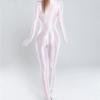Womens Shiny Satin Glossy Silky Leotard Jumpsuit 2 Zipper Open Bust & Crotch Bodysuit Catsuit For Sex Game Couple Sex Toys
