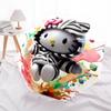 1pc Hello Kitty Zebra Print Hoodie with Automatic Opening Umbrella - Portable Folding Design, 8-Rib Iron Frame Outdoor Umbrella, Ideal Gift for Fans,