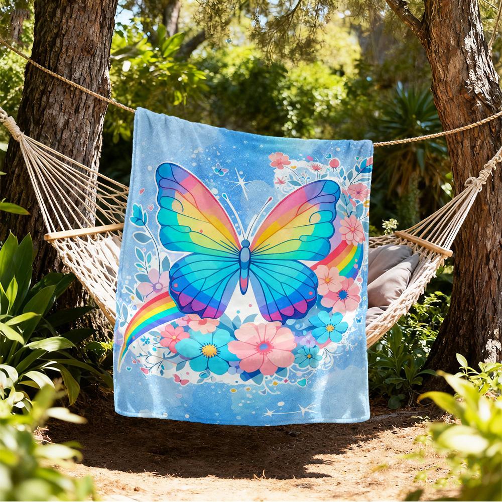 

Butterfly Rainbow Outdoor Flannel Blankets, travel, Home Blankets, Suitable for All Seasons,Christmas Gifts. R1127261 80x120cm