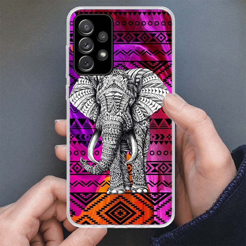 Elephant Mandala Aztec Phone Case For Samsung Galaxy A17 A16 A56 A15 A55 A14 A54 A13 A53 A36 A35 A34 A33 A26 A25 A24 A23 A05S A0