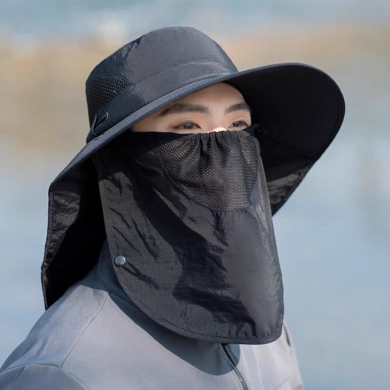 Bucket Hat Men'S Summer Uv Protection Outdoor Travel Visor Hat Fishing Face Visor Sun Hat Big Brim Sun Hat