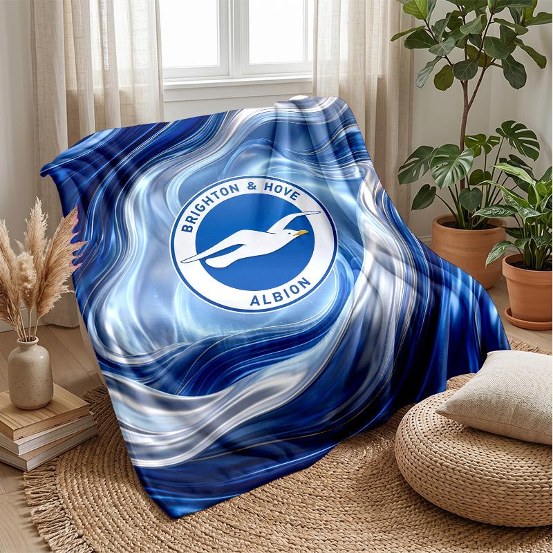 Coperta in Flanella con Stampa Calcio Brighton & Hove Albion, Coperta Morbida Calda Leggera per Divano Letto Campeggio
