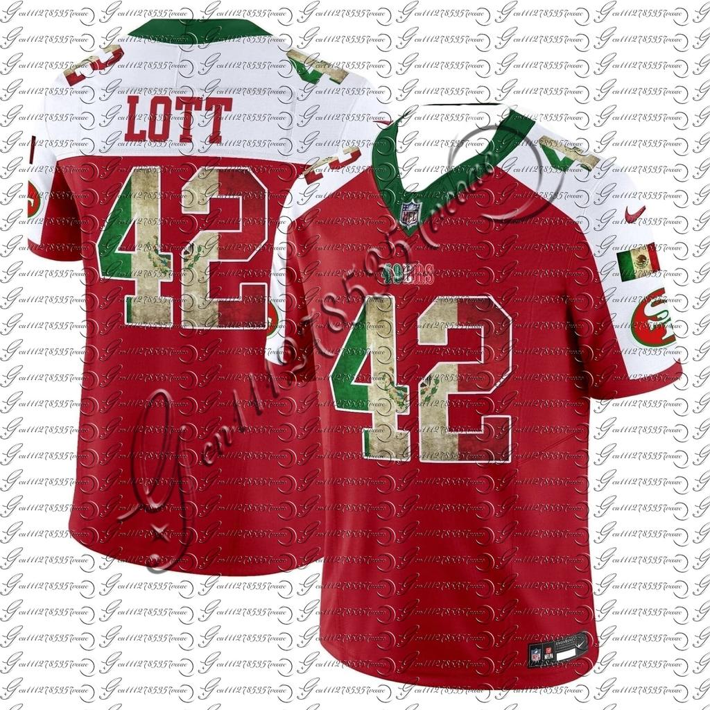 Men San Francisco 49ers Mexico Flag Football Jersey Bosa 97 Montana 16 Rice 80 Lott 42 Warner 54 Sports Shirt Fan Jersey