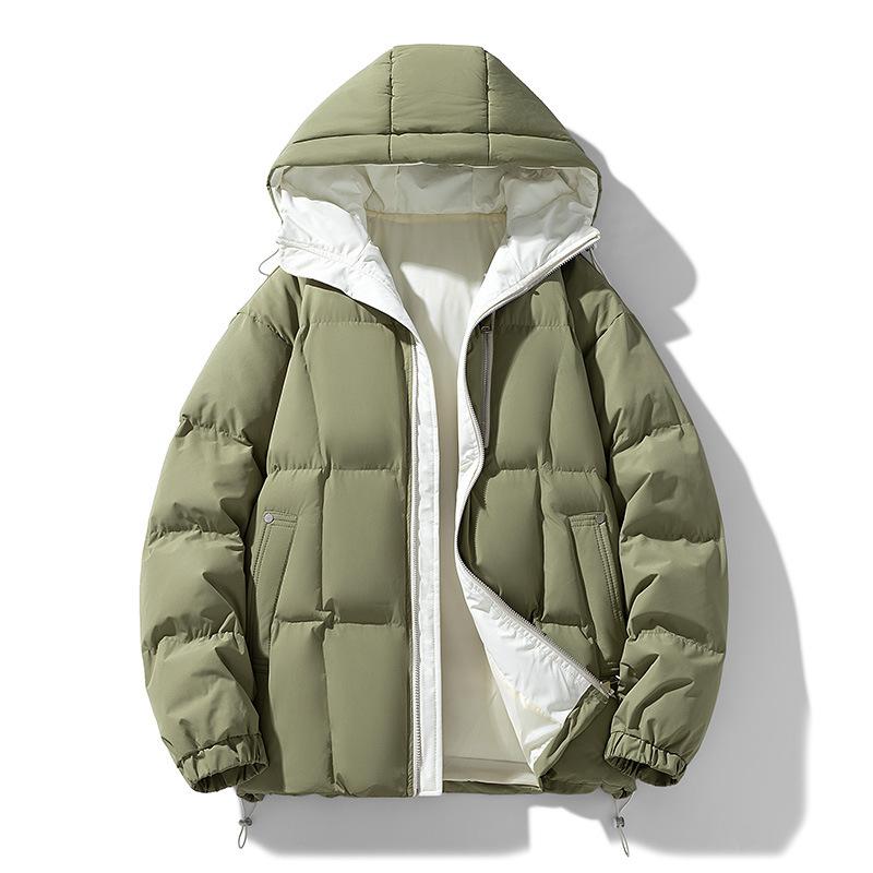 New Men's Cotton-padded Jacket Fashionable Solid Color Simple Youth Cotton-padded Jacket Thickened Warm Hooded Loose Cotton-padded Jacket
