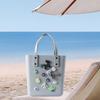 Beach Hole Bag Portable Fashion Open Tote for Shopping Boat Tours Dating Light Blue