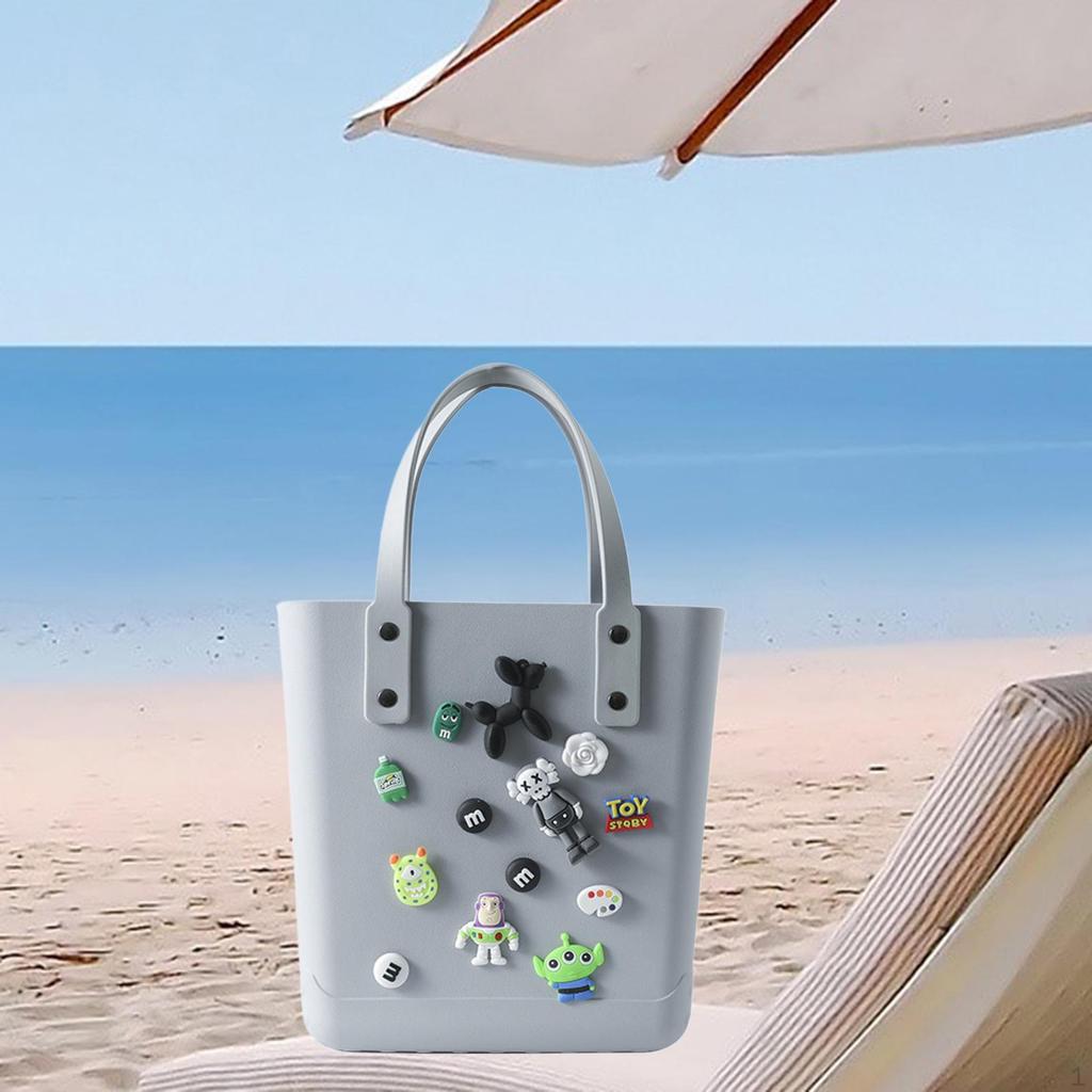 Beach Hole Bag Portable Fashion Open Tote for Shopping Boat Tours Dating Light Blue