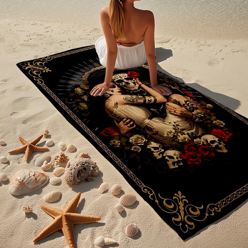 Day Of The Dead Celebration Beach Towel, Super Soft Microfiber, Gift for Her/Him, Birthday, for Pool, Beach, Travel, Home Decor Fan gifts