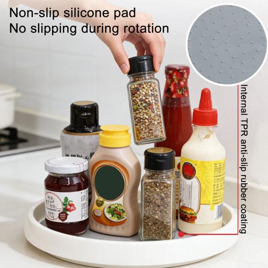 Rotating Seasoning Bottle Organizer Spinning Kitchen Countertop Storage Tray Spice Bottle Carousel for Cabinet Pantry Organization
