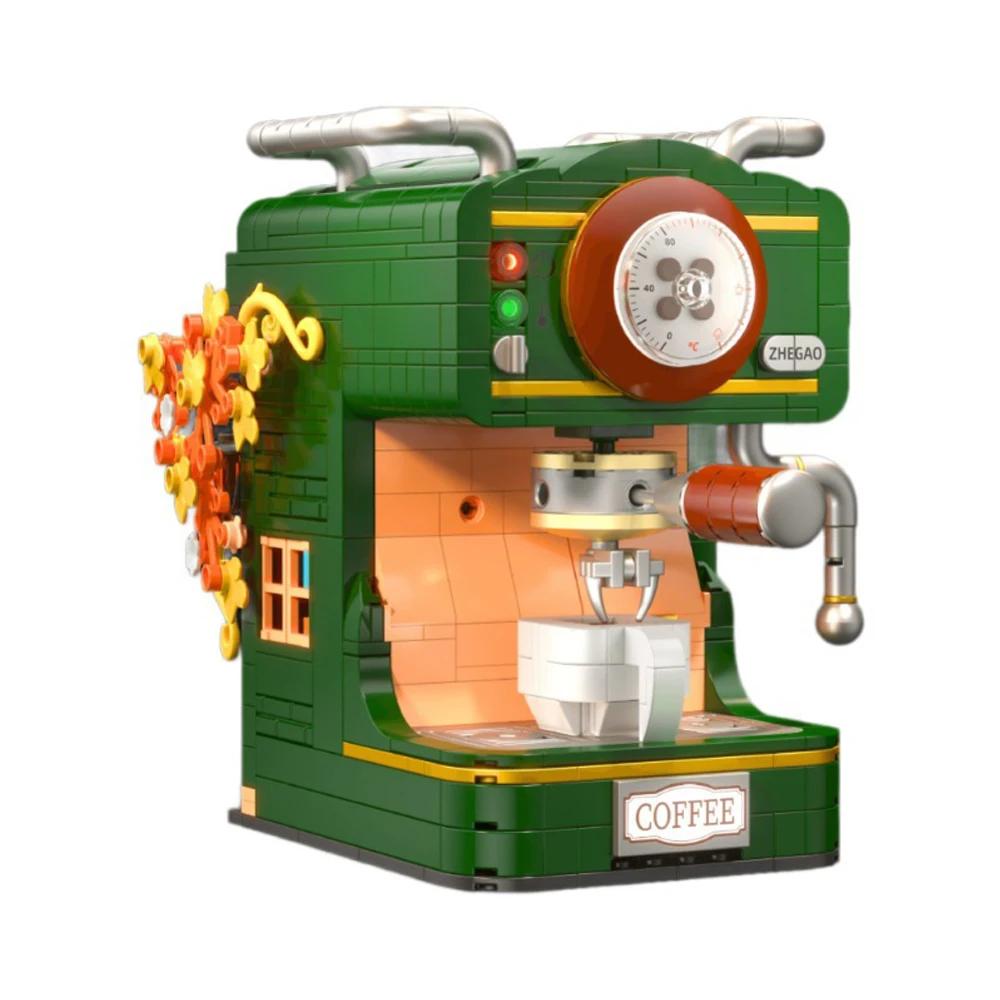Set di Blocchi da Costruzione Giocattolo Macchina del Caffè Design Diversi per Bambini Gioco di Finzione Strumento per Negozio Regalo Decorativo da Collezione