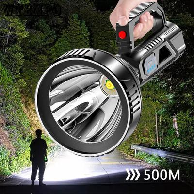 Lampe Torche Portable Puissante Rechargeable par USB Lampe de Transport ABS Extérieur LED Multifonctionnelle Projecteur de Recherche Domestique