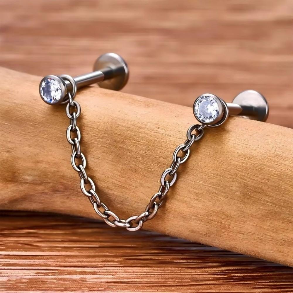 Chaîne de Nez Fashion en Titane Double Chaîne 25-50mm Chaîne Narine Chaîne à Trois Niveaux DIY Piercing Hélix Piercing Oreille Nez Bijoux