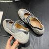 Fashion Cowhide Fashion Casual Ballet Shoes Flats 3Cm/6Cm Height-Enhancing Women 2025 New Summer White/silver Mary Jane Shoes