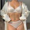 Conjunto de ropa interior de seda de hielo francesa para mujer, conjunto de sujetador push up de encaje sexy con relleno desmontable, sujetador de copa fina, conjuntos de lencería sin costuras