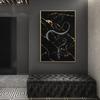 Cobra Gothic Tattoo Snake Black and Gold Luxury Wall Art Canvas Painting Prints Dark Living Room Home Modern Posters Mural Animals Ideal Decoration