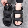 Mode Outdoor Sommer Herren Leder Sandalen Sommer Atmungsaktiv Verclo Sport Strand Schuhe Übergröße Rutschfest Herren Freizeit Sandalen Schwarz