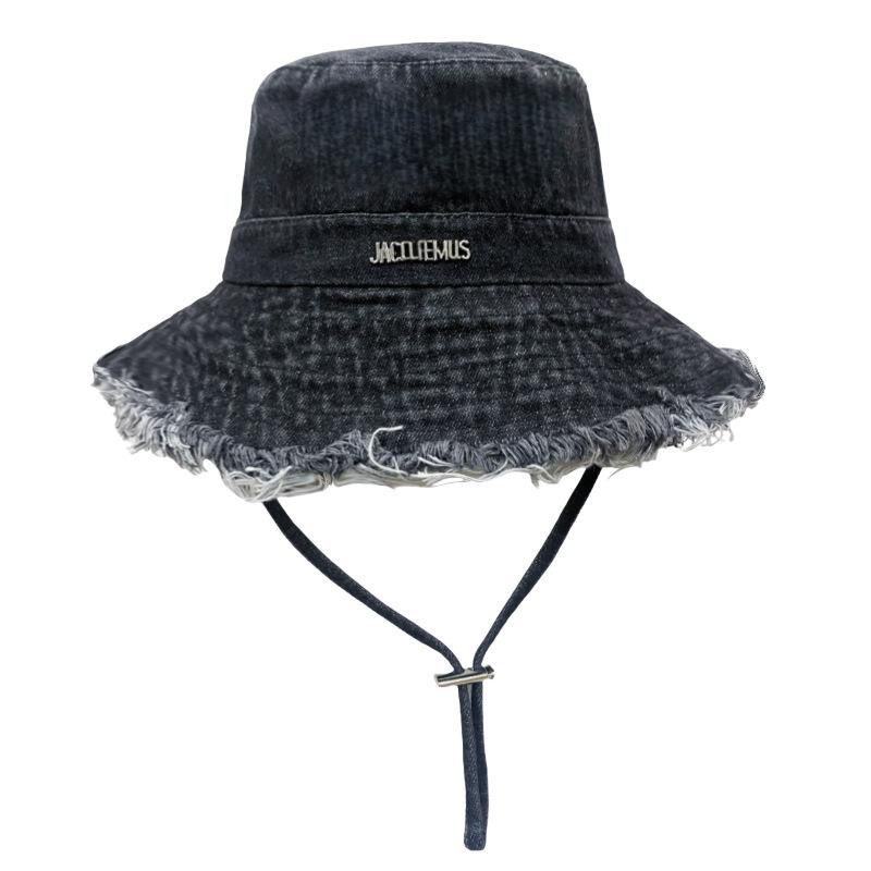 

Solid Color Cotton Fisherman Hat Straw Bucket Hat Breathable Summer Beach Vacation Sun Hat L