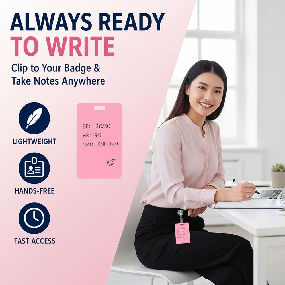 Dry Erase Note Badge Reusable Nurse ID Badge Holder Wipeable Writing Card for Hospital Work