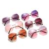 Classic Vintage Fashion Oversized Rimless Sunglasses for Women Famous Luxurious Brand Design Sexy Diamond Square Shape Sun Eyeglasses For Female