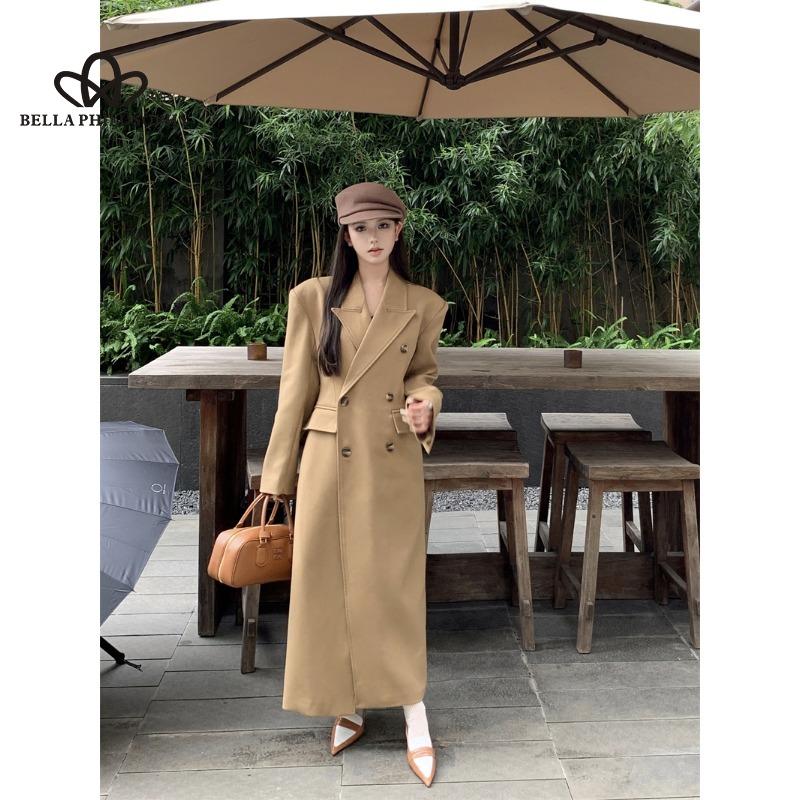 Inverno Nuovo Cappotto Unico Monocolore di Media Lunghezza Stile Coreano Chic Ampio Casual Sopraginocchio Cappotto di Lana