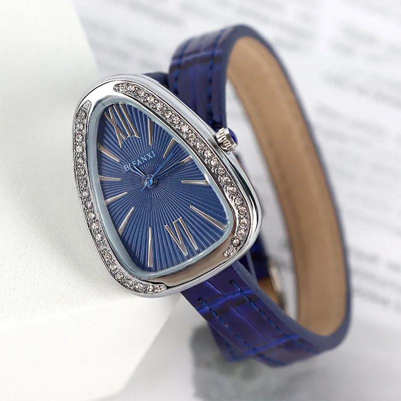 AAA Unique Top Brand Snake Quartz Watches Women Fashion Shape Simple Ladies Women's Watch leather Strap Waterproof Wristwatches