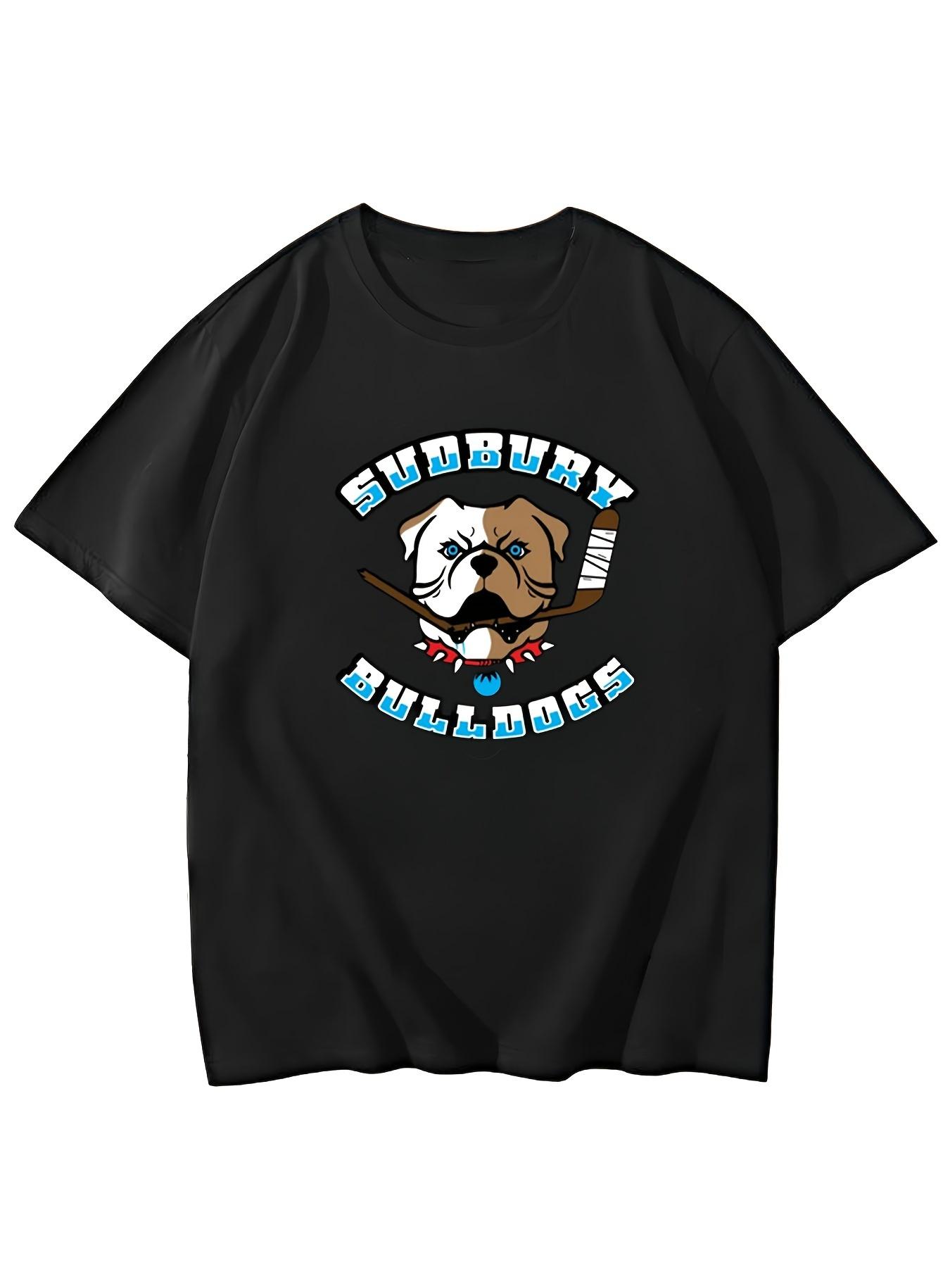 Bulldog print mens and womens shortsleeved Tshirts highquality soft cotton casual and loose  summer fashion pattern print S